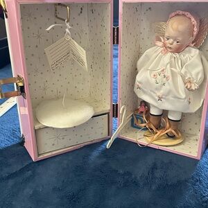 Pink & White Trunk Case with Brass Hardware